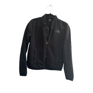 The North Face Womens Small Black Full-Zip Logo Fleece Jacket **READ** #7091